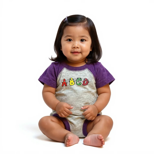 Purple and Gray Infant ABCD Body Suit