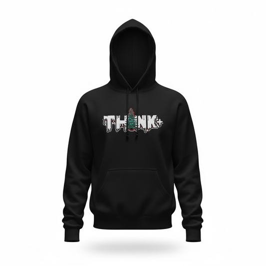 Think+ Black Hoodie with red outline