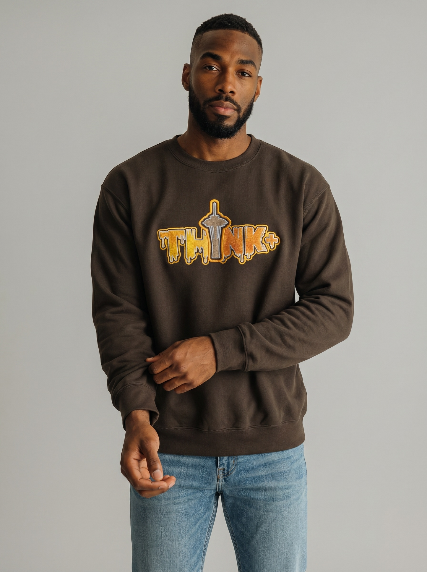 Brown Think+ Space Needle Sweatshirt