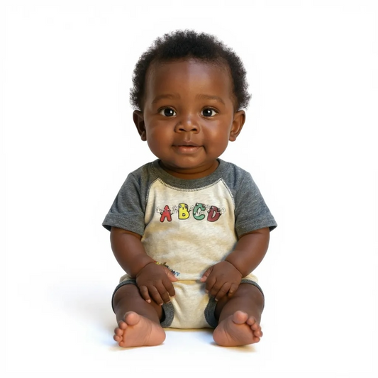 Gray on Light Gray Infant ABCD body suit