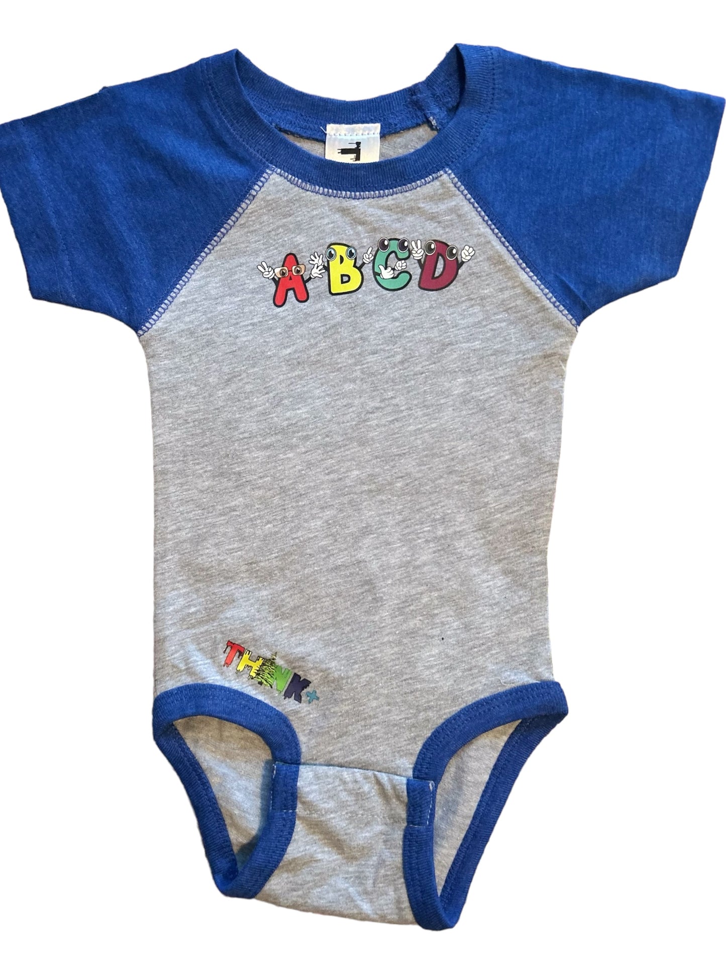 Blue and Gray Infant ABCD body suit