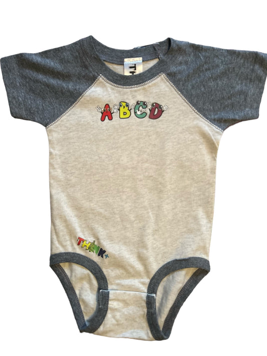 Gray on Light Gray Infant ABCD body suit