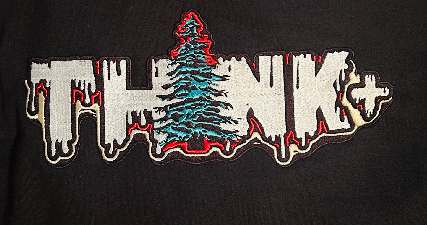 Think+ Black Hoodie with red outline