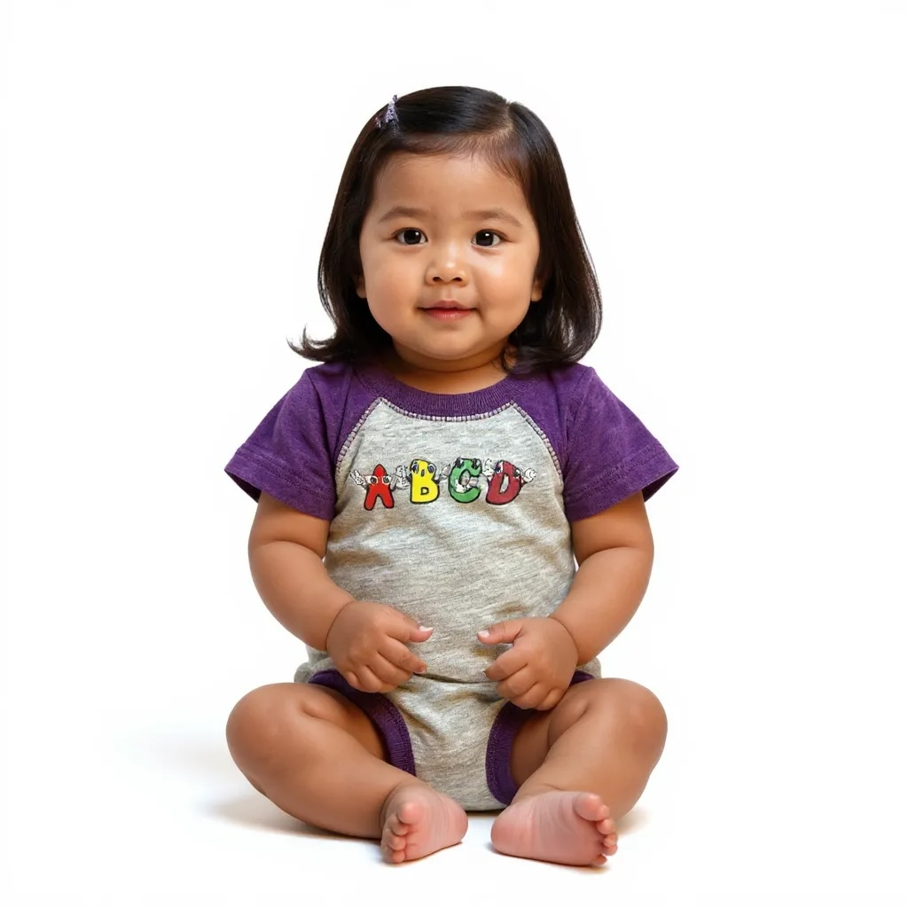 Purple and Gray Infant ABCD Body Suit