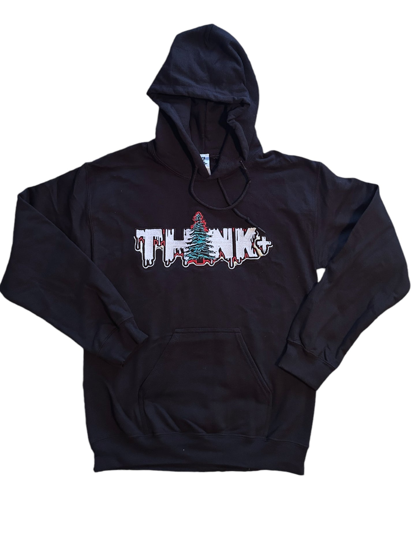 Think+ Black Hoodie with red outline